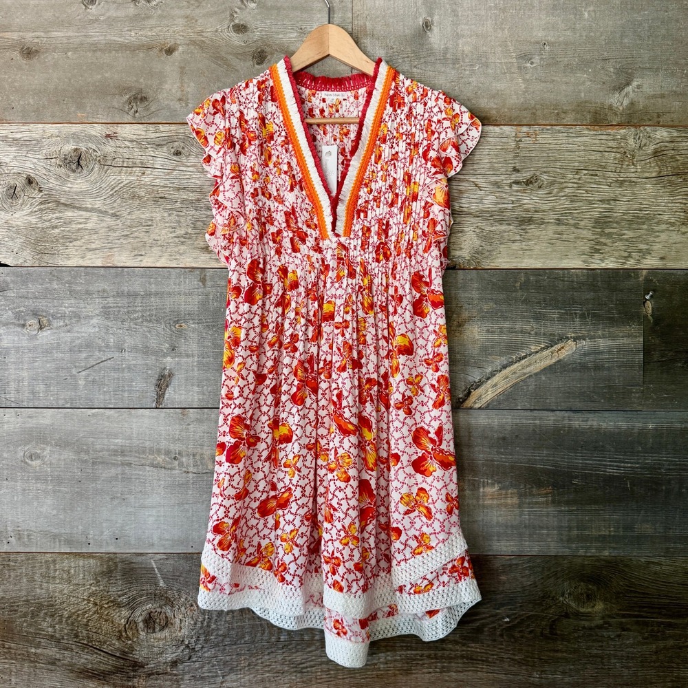 Poupette St Barth Sasha NWT Mini Dress XS Pink Iris Flower Floral Resort Vaca